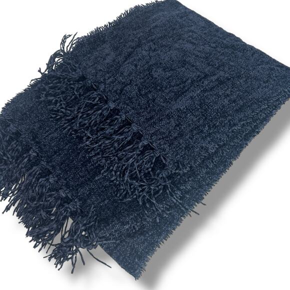 NEW Macy's Style & Co Navy Blue Chenille Winter Scarf Plush Soft Warm Unisex NWT - Picture 1 of 12